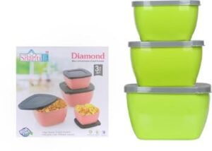 Plastic Food Storage Bowls Set (3 Pcs)
