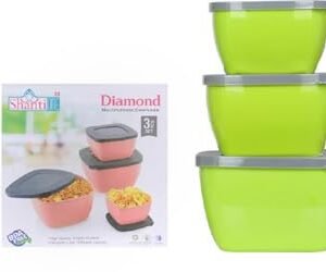 Plastic Food Storage Bowls Set (3 Pcs)