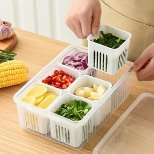 Plastic Fridge Storage Box – 6 Grid Refrigerator Organizer