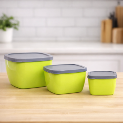 Plastic Food Storage Bowls Set (3 Pcs)