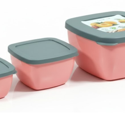 Plastic Food Storage Bowls Set (3 Pcs)
