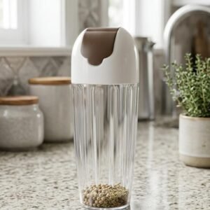 Tall Ribbed Spice & Herb Dispenser – Sleek Vertical Stripe Shaker with Secure Flip-Top Lid for Kitchen Organization(2 piece pack))